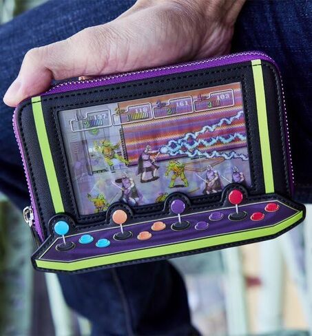 Loungefly Teenage Mutant Ninja Turtles 40th Anniversary Vintage Arcade Lenticular Zip Around Wallet in Saudi Arabia