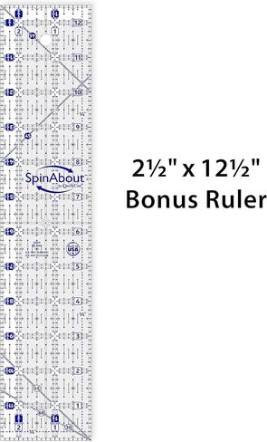 SpinAbout من QuiltCut مسطرة خياطة اللحف المضادة للانزلاق - مجموعة إضافية مربعة مقاس 12½ بوصة in Kuwait