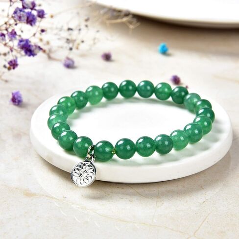 Green Aventurine Bracelet | Chakra Crystal Healing Gemstone Bracelet for Yoga Meditation| Semi Precious Handmade Indian Jade Jewelry for Men Women Unisex by Crystal Agate in Saudi Arabia