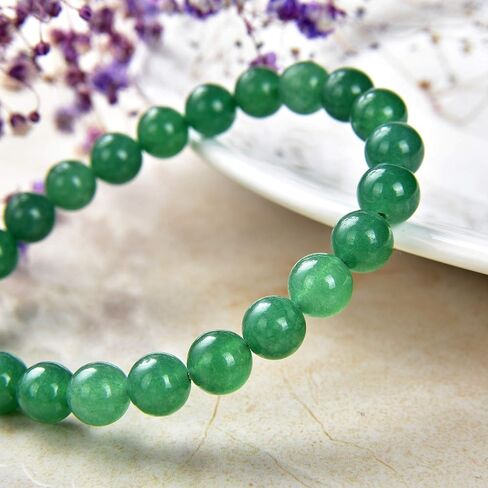 Green Aventurine Bracelet | Chakra Crystal Healing Gemstone Bracelet for Yoga Meditation| Semi Precious Handmade Indian Jade Jewelry for Men Women Unisex by Crystal Agate in Saudi Arabia