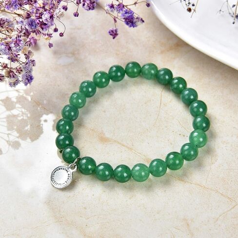 Green Aventurine Bracelet | Chakra Crystal Healing Gemstone Bracelet for Yoga Meditation| Semi Precious Handmade Indian Jade Jewelry for Men Women Unisex by Crystal Agate in Saudi Arabia
