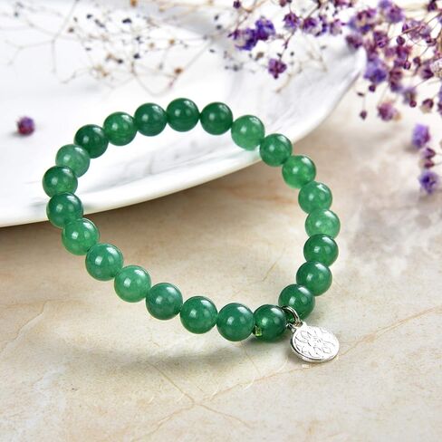 Green Aventurine Bracelet | Chakra Crystal Healing Gemstone Bracelet for Yoga Meditation| Semi Precious Handmade Indian Jade Jewelry for Men Women Unisex by Crystal Agate in Saudi Arabia