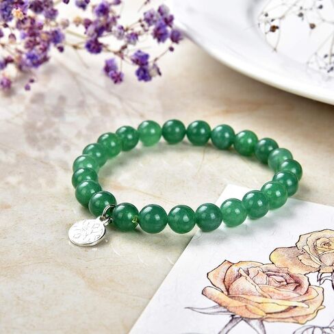 Green Aventurine Bracelet | Chakra Crystal Healing Gemstone Bracelet for Yoga Meditation| Semi Precious Handmade Indian Jade Jewelry for Men Women Unisex by Crystal Agate in Saudi Arabia