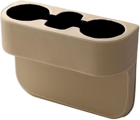Automotive Cup Holders, Car Seat Organizer Front Gap Filler, Holder Auto Front Seat Side Pocket Leather Cover Car Cup with 4pcs Car Hooks 2 Cup Coasters in Saudi Arabia