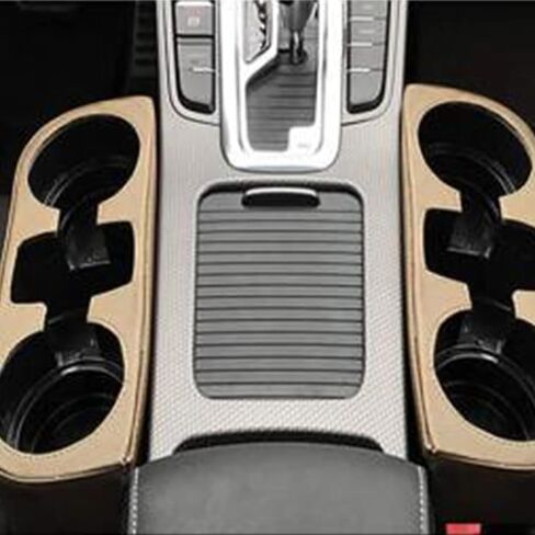 Automotive Cup Holders, Car Seat Organizer Front Gap Filler, Holder Auto Front Seat Side Pocket Leather Cover Car Cup with 4pcs Car Hooks 2 Cup Coasters in Saudi Arabia