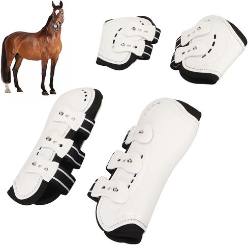 Pssopp Horse Fetlock Boots, Protective Lightweight Breathable White Tendon Fetlock Brace for Horse Protective Equipment (M) in Saudi Arabia