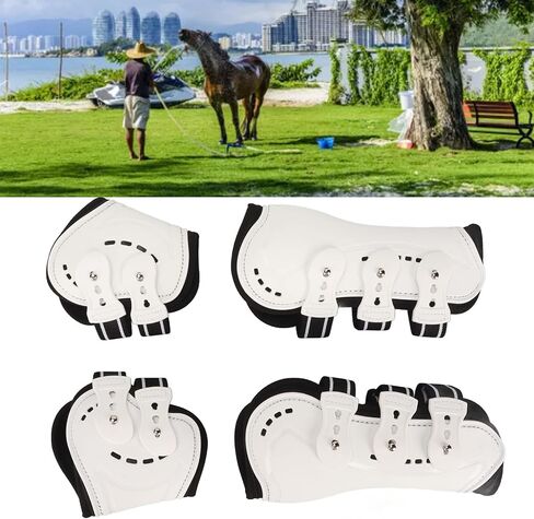 Pssopp Horse Fetlock Boots, Protective Lightweight Breathable White Tendon Fetlock Brace for Horse Protective Equipment (M) in Saudi Arabia