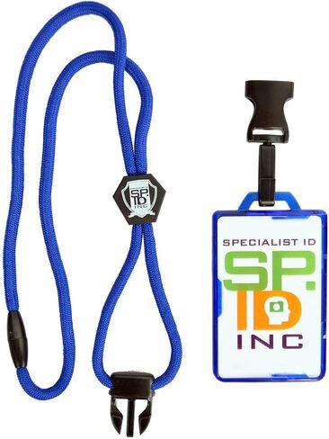 Specialist ID Detachable Lanyard and Identity Stronghold 2-Card RFID Blocking Badge Holder - 2 Sided/Blocks 13.56MHz Signal - Double Sided - Secure CAC PIV TWIC Card Holder (Black) in Saudi Arabia
