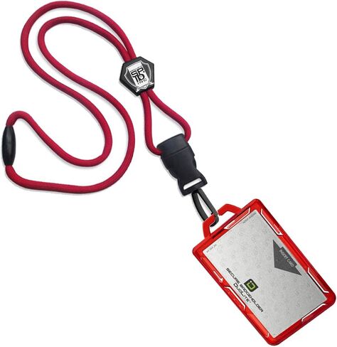 Specialist ID Detachable Lanyard and Identity Stronghold 2-Card RFID Blocking Badge Holder - 2 Sided/Blocks 13.56MHz Signal - Double Sided - Secure CAC PIV TWIC Card Holder (Black) in Saudi Arabia
