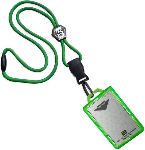 Specialist ID Detachable Lanyard and Identity Stronghold 2-Card RFID Blocking Badge Holder - 2 Sided/Blocks 13.56MHz Signal - Double Sided - Secure CAC PIV TWIC Card Holder (Black) in Saudi Arabia