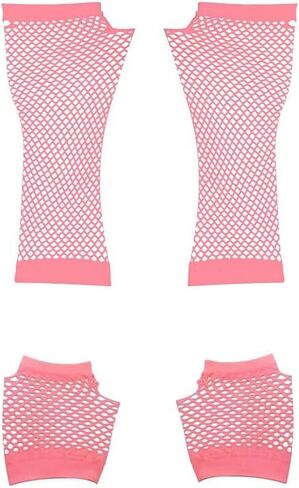 2 Pairs Fingerless Fishnet Gloves for Women 80s Retro Stretchy Mesh Gloves for Girls Costume Parties in Saudi Arabia