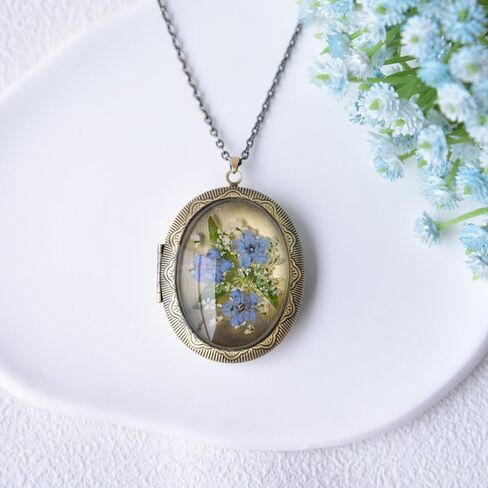 قلادة مدلاة بصورة عتيقة مصنوعة يدويًا على شكل زهرة مضغوطة للنساء والفتيات (لا تنسوني) in Kuwait