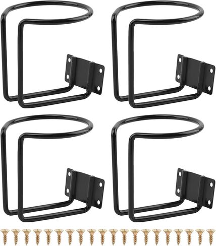 Boat Cup Holder, 4pcs Stainless Steel Universal Drink Holders, Wall Mounted Cup Holders for RV Yacht Boat,Truck, Boat Cup Holders for Beverage Bottles Cans Mugs(Black) in Saudi Arabia
