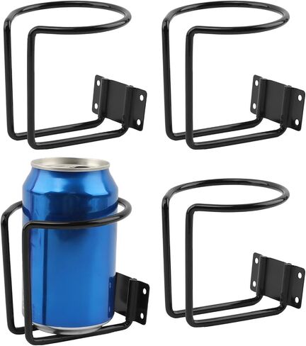 Boat Cup Holder, 4pcs Stainless Steel Universal Drink Holders, Wall Mounted Cup Holders for RV Yacht Boat,Truck, Boat Cup Holders for Beverage Bottles Cans Mugs(Black) in Saudi Arabia