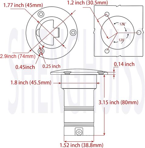 Yanyu 1-1/2 بوصة (38 مم) ملء سطح القارب المائي/حشو الوجه ومفتاح أقل غطاء بحري 316 من الفولاذ المقاوم للصدأ قافلة اليخوت مع براغي، حلقة دائرية احتياطية وحشية مطاطية in Kuwait