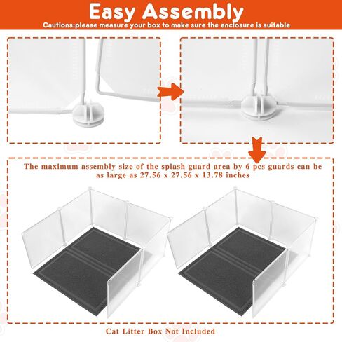 12 Pcs Extra Large Cat Litter Box Enclosure Splash Guard with 2 Pcs Cat Litter Mat Translucent Cat Litter Box Privacy Screen for Open Top Litter Box (cat Litter Box Not Included) in Saudi Arabia