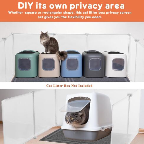 12 Pcs Extra Large Cat Litter Box Enclosure Splash Guard with 2 Pcs Cat Litter Mat Translucent Cat Litter Box Privacy Screen for Open Top Litter Box (cat Litter Box Not Included) in Saudi Arabia