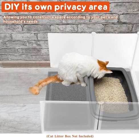 12 Pcs Extra Large Cat Litter Box Enclosure Splash Guard with 2 Pcs Cat Litter Mat Translucent Cat Litter Box Privacy Screen for Open Top Litter Box (cat Litter Box Not Included) in Saudi Arabia