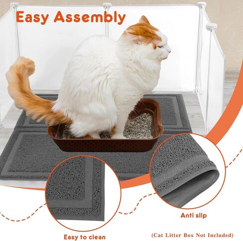 12 Pcs Extra Large Cat Litter Box Enclosure Splash Guard with 2 Pcs Cat Litter Mat Translucent Cat Litter Box Privacy Screen for Open Top Litter Box (cat Litter Box Not Included) in Saudi Arabia