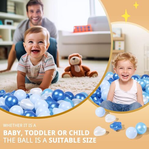 TRENDPLAY 200 كرة على شكل قلب على شكل نجمة - مثالية لأنشطة الأيام الممطرة، وألعاب السفر، والعطلة المدرسية، واللعب الخيالي الذي لا نهاية له للأطفال الصغار والأطفال، على شكل أزرق + أبيض لؤلؤي + أبيض لؤلؤي in Kuwait