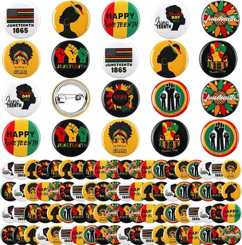 Sotiff 200 Pcs Juneteenth Buttons Pins Bulks 1 Inch Freedom Day Metal Round Badges Black History Party Favors Juneteenth Independence Day Pinback Buttons for Women Men Backpack Jackets Bags in Saudi Arabia