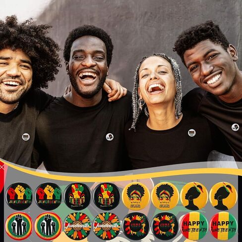 Sotiff 200 Pcs Juneteenth Buttons Pins Bulks 1 Inch Freedom Day Metal Round Badges Black History Party Favors Juneteenth Independence Day Pinback Buttons for Women Men Backpack Jackets Bags in Saudi Arabia