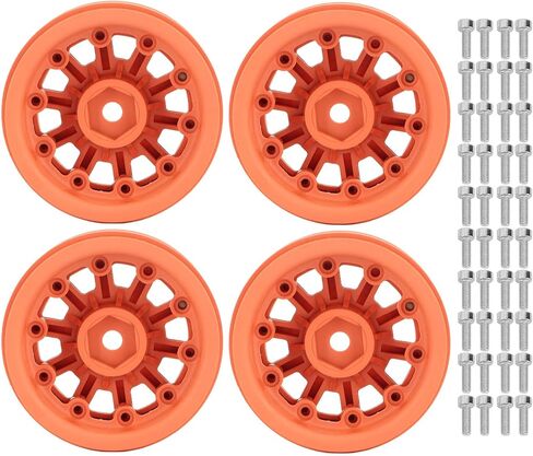 حافة عجلة Beadlock، حافة عجلة RC قابلة لإعادة الاستخدام مقاس 1.9 بوصة لسيارة RC 1/10 (برتقالي) in Kuwait