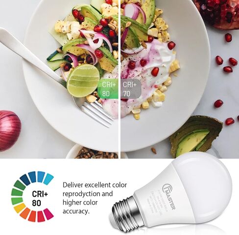 مصابيح إضاءة LED A19، مصابيح LED 9 وات (ما يعادل 80 وات)، قاعدة E26 القياسية، ضوء النهار 5000 ك، 800 لومن، غير قابلة للتعتيم، مصابيح إضاءة بيضاء ساطعة 9 وات للمكتب المنزلي، معتمدة من UL ETL (4 عبوات) in Kuwait