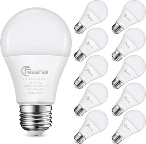 مصابيح إضاءة LED A19، مصابيح LED 9 وات (ما يعادل 80 وات)، قاعدة E26 القياسية، ضوء النهار 5000 ك، 800 لومن، غير قابلة للتعتيم، مصابيح إضاءة بيضاء ساطعة 9 وات للمكتب المنزلي، معتمدة من UL ETL (4 عبوات) in Kuwait