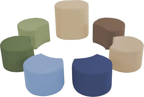 Factory Direct Partners 10441-CT SoftScape Crescent مجموعة البراز الناعمة مع مقعد المعلم، مقاعد مرنة ملونة وحدات للفصول الدراسية والرعاية النهارية (مجموعة من 7 قطع) - معاصرة in Kuwait