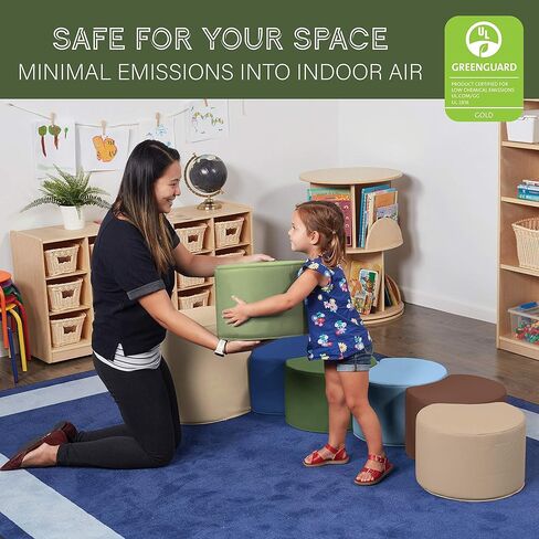 Factory Direct Partners 10441-CT SoftScape Crescent مجموعة البراز الناعمة مع مقعد المعلم، مقاعد مرنة ملونة وحدات للفصول الدراسية والرعاية النهارية (مجموعة من 7 قطع) - معاصرة in Kuwait