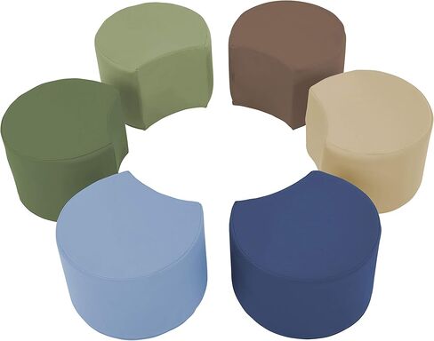 Factory Direct Partners 10441-CT SoftScape Crescent مجموعة البراز الناعمة مع مقعد المعلم، مقاعد مرنة ملونة وحدات للفصول الدراسية والرعاية النهارية (مجموعة من 7 قطع) - معاصرة in Kuwait