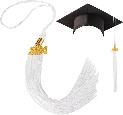 Graduation Tassels 2024 Charm, Graduation Cap Tassel Hanging Decoration Academic Tassel Grad Hats Accessory for Graduation Parties Ceremonies Graduates Souvenir Gift (White) in Saudi Arabia