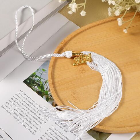 Graduation Tassels 2024 Charm, Graduation Cap Tassel Hanging Decoration Academic Tassel Grad Hats Accessory for Graduation Parties Ceremonies Graduates Souvenir Gift (White) in Saudi Arabia