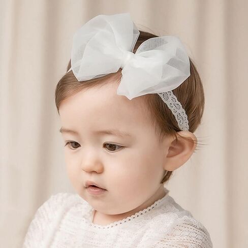 Baby Girls Bow Headband Lace Cute Bow-knot Hair Band Elastic Toddler Newborn Infants Birthday Festival Party Head Wrap Accessories (Style 1) in Saudi Arabia