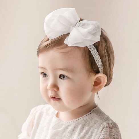 Baby Girls Bow Headband Lace Cute Bow-knot Hair Band Elastic Toddler Newborn Infants Birthday Festival Party Head Wrap Accessories (Style 1) in Saudi Arabia