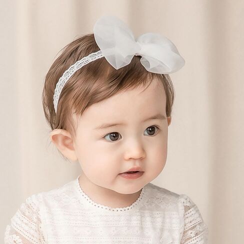 Baby Girls Bow Headband Lace Cute Bow-knot Hair Band Elastic Toddler Newborn Infants Birthday Festival Party Head Wrap Accessories (Style 1) in Saudi Arabia