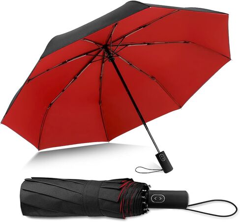 46 Inch Umbrellas for Rain, Automatic Open & Close, Windproof Double Canopy Vented Reinforced Fiberglass Frame, UPF 50+ Protection Sun Portable Folding Compact Umbrella for Travel, All-Weather in Saudi Arabia