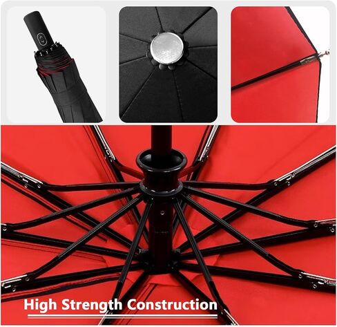 46 Inch Umbrellas for Rain, Automatic Open & Close, Windproof Double Canopy Vented Reinforced Fiberglass Frame, UPF 50+ Protection Sun Portable Folding Compact Umbrella for Travel, All-Weather in Saudi Arabia