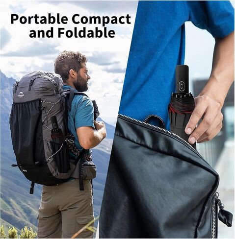 46 Inch Umbrellas for Rain, Automatic Open & Close, Windproof Double Canopy Vented Reinforced Fiberglass Frame, UPF 50+ Protection Sun Portable Folding Compact Umbrella for Travel, All-Weather in Saudi Arabia