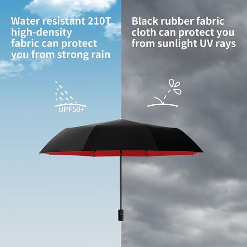 46 Inch Umbrellas for Rain, Automatic Open & Close, Windproof Double Canopy Vented Reinforced Fiberglass Frame, UPF 50+ Protection Sun Portable Folding Compact Umbrella for Travel, All-Weather in Saudi Arabia