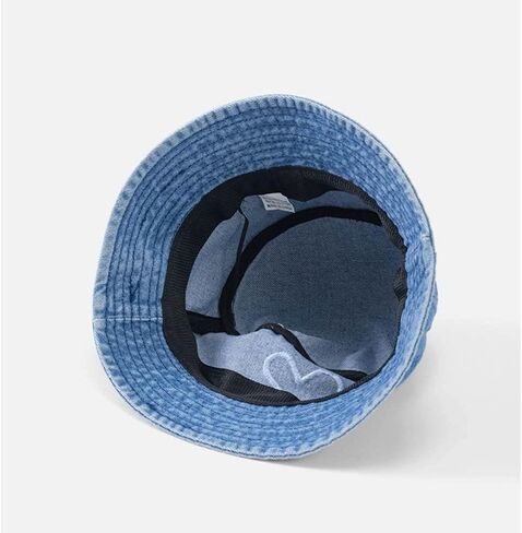 Heart Embroidered Bucket Hats Cowboy Washed Denim Unisex Sun Hat Folding Fisherman Hip Hop Men Women Summer Outdoor Bucket Cap in Saudi Arabia
