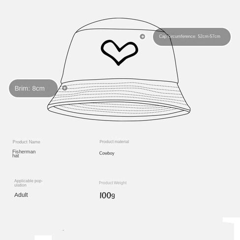 Heart Embroidered Bucket Hats Cowboy Washed Denim Unisex Sun Hat Folding Fisherman Hip Hop Men Women Summer Outdoor Bucket Cap in Saudi Arabia