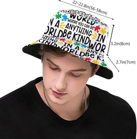 Autism Bucket Hat Autism Awareness Puzzle Piece Fisherman Hat Travel Packable Sun Cap Outdoor Hat for Women Men in Saudi Arabia