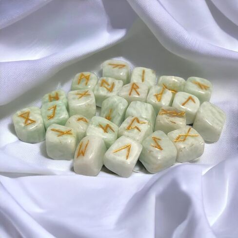 ANANYA FASHION & CRAFTS HUB Amazonite Tumbles Rune Stones Set with Engraved Elder Futhark Alphabet for Wicca Crystal Meditation Divination in Saudi Arabia
