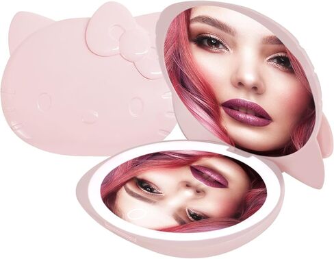Impressions Vanity Hello Kitty Kawaii Compact Mirror with Touch Sensor Switch for Purse, LED Makeup Mirror with 2X Magnifying Top and Adjustable Brightness (White) in Saudi Arabia