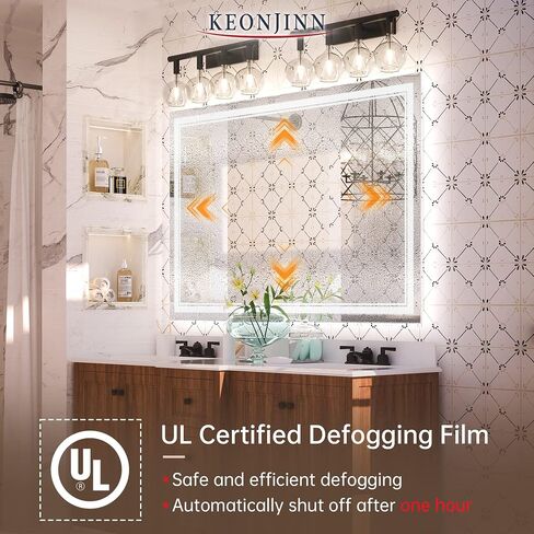 Keonjinn LED Mirror for Bathroom 20" x 28" with Frontlit and Backlit, Stepless 3 Colors Temperature & Dimmable LED Wall Mirror, Double Light Strips, UL Listed LED Driver, Anti fog Frameless LED Mirror in Saudi Arabia