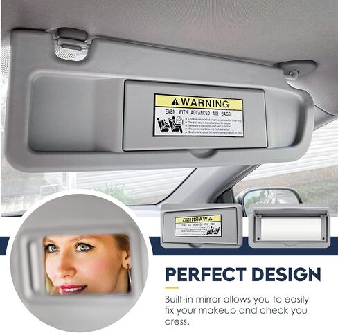 2Pcs Driver & Passenger Side Sun Visor Without Light Fit for Honda Civic 2006 2007 2008 2009 2010 2011, Replace for 83280-SNA-A01ZC, 83230-SNA-A01ZC (Beige) in Saudi Arabia