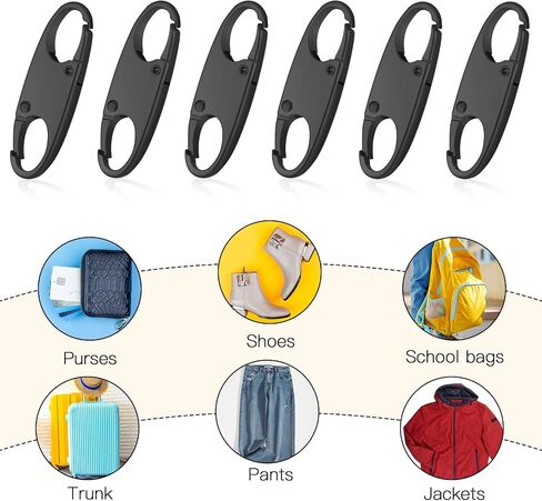 6pcs Zipper Locks Anti Theft, Small Mini Carabiner Clip, Dual Opening Replacement Zipper Pull, S Biner Clip for Backpacks Camping Fishing Traveling Outdoor Sports in Saudi Arabia
