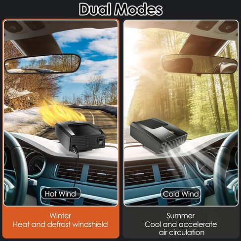 سخان السيارة، سخان سيارة محمول 12 فولت يتم توصيله بولاعة السجائر ومزيل ضباب الزجاج الأمامي للسيارة 150 وات، مروحة تسخين وتبريد سريعة 2 في 1 سخان للسيارة بقاعدة دوارة 360 درجة in Kuwait